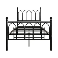 Cadre métal vintage 90x200 cm, rangement sous lit, lattes acier - noir