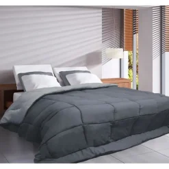 CALGARY Couette chaude Microfibre 400g/m² Acier & Argent 240x260cm