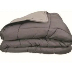 CALGARY Couette chaude Microfibre 400g/m² Acier & Argent 240x260cm