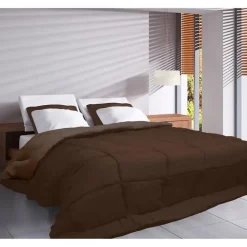 CALGARY Couette chaude Microfibre 400g/m² Choco & Moka 200x200cm