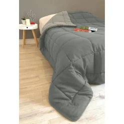 CALGARY Couette chaude Microfibre 400g/m² Acier & Argent 140x200cm