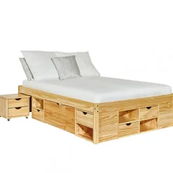 CALI - Lit 140x200cm multi-rangement Bois Massif