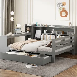 Canapé 3 places convertible 200x90x85 cm avec coffre de rangement en tissu, dossier réglable et design contemporain