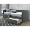 Canapé lit ZITO 90x200 cm coloris gris avec deux tiroirs et sommier inclus