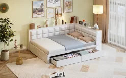 Canape lit bois 140 x 200 cm lit multifonction dossier doux grand tiroir rangement lit simple junior pin massif blanc