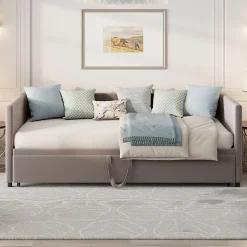 Canapé-lit extensible 90/180 x 200 cm avec sommier à lattes,canapé lit 2 places,velours, gris