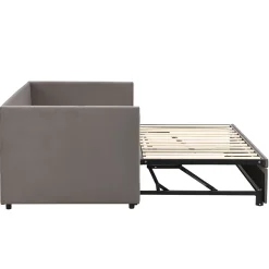 Canapé-lit extensible 90/180 x 200 cm avec sommier à lattes,canapé lit 2 places,velours, gris