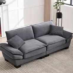 Canapé-lit pliant 2 places Gris foncé, design moderne, matelas intégré, idéal pour salon et bureau