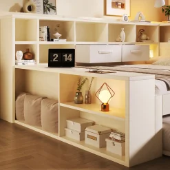 Canapé-lit 90x190 cm avec lit gigogne - USB/Type-C - rangement - bois massif + panneaux - blanc (sans matelas)