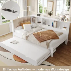 Canapé-lit 140x190 cm convertible clic-clac en tissu gris avec coffre de rangement et dossier réglable