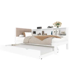 Canapé-lit 140x190 cm convertible clic-clac en tissu gris avec coffre de rangement et dossier réglable