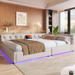 Canapé-lit 140x190 cm convertible clic-clac avec coffre de rangement en tissu gris, design contemporain