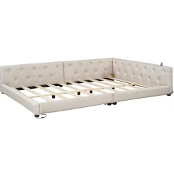 Canapé-lit 140x190 cm convertible clic-clac avec coffre de rangement en tissu gris, design contemporain