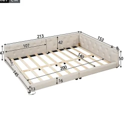 Canapé-lit 140x190 cm convertible clic-clac avec coffre de rangement en tissu gris, design contemporain