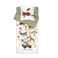 Caradou Parure de lit Enfant 90x190cm Avec Couette Motif Jungle
