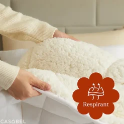 CASABEL Couette Sherpa 220x240 cm 450 gsm Reversible Face Sherpa ou Microfibre Respirante Thermoregulative Lavable