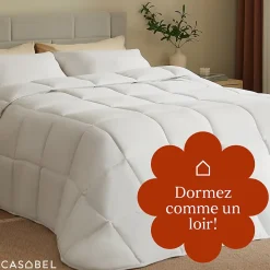 CASABEL Couette 220x240 cm Hiver Légère, 450 GSM Microfibre Douce et Respirante, Thermorégulatrice, Lavable, Pour Lit 2 Personnes