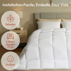 CASABEL Couette 240x260 cm Hiver Légère, 450 GSM Microfibre Douce et Respirante, Thermorégulatrice, Lavable, Pour Lit 2 Personnes