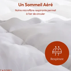CASABEL surmatelas enveloppant 140x190 cm en microfibre respirante, ultra moelleux, anti-acariens, avec liseré bleu