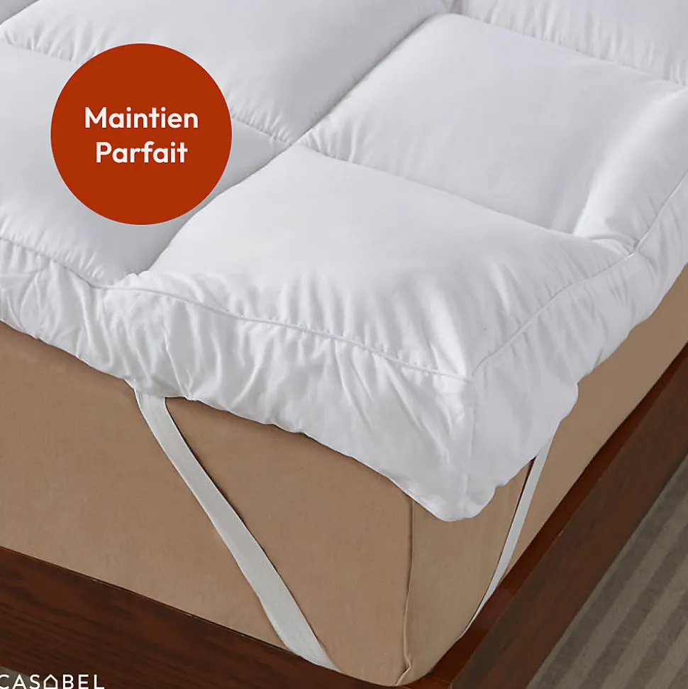 CASABEL Surmatelas Moelleux 140x190 cm Extra Epais Microfibre Respirante Antiderapant 4 Bandes Elastiques Anti Acariens