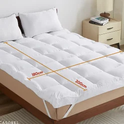 CASABEL Surmatelas Moelleux 180x200 cm Extra Epais Microfibre Respirante Antiderapant 4 Bandes Elastiques Anti Acariens