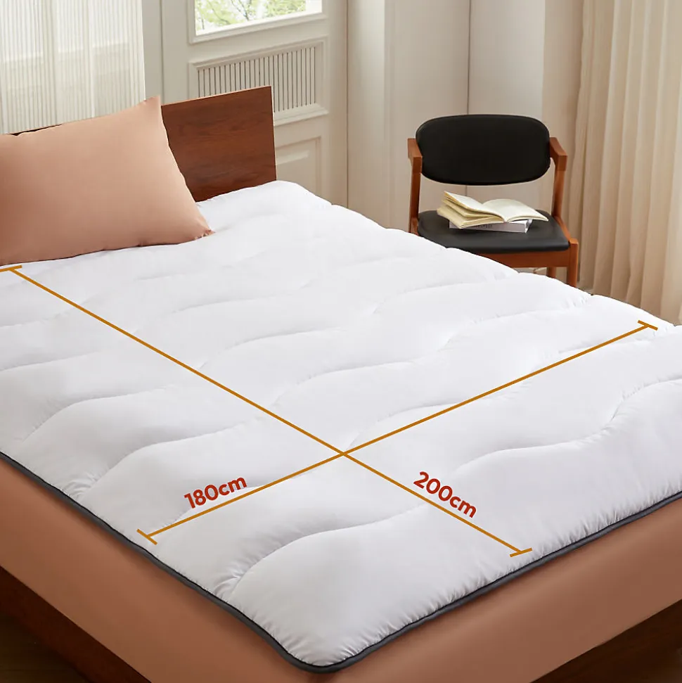 CASABEL Surmatelas 180x200 cm en Microfibre Rerspirante, Ultra Moelleux, Anti-Acariens, Liseré Gris, Idéal Matelas 2 places