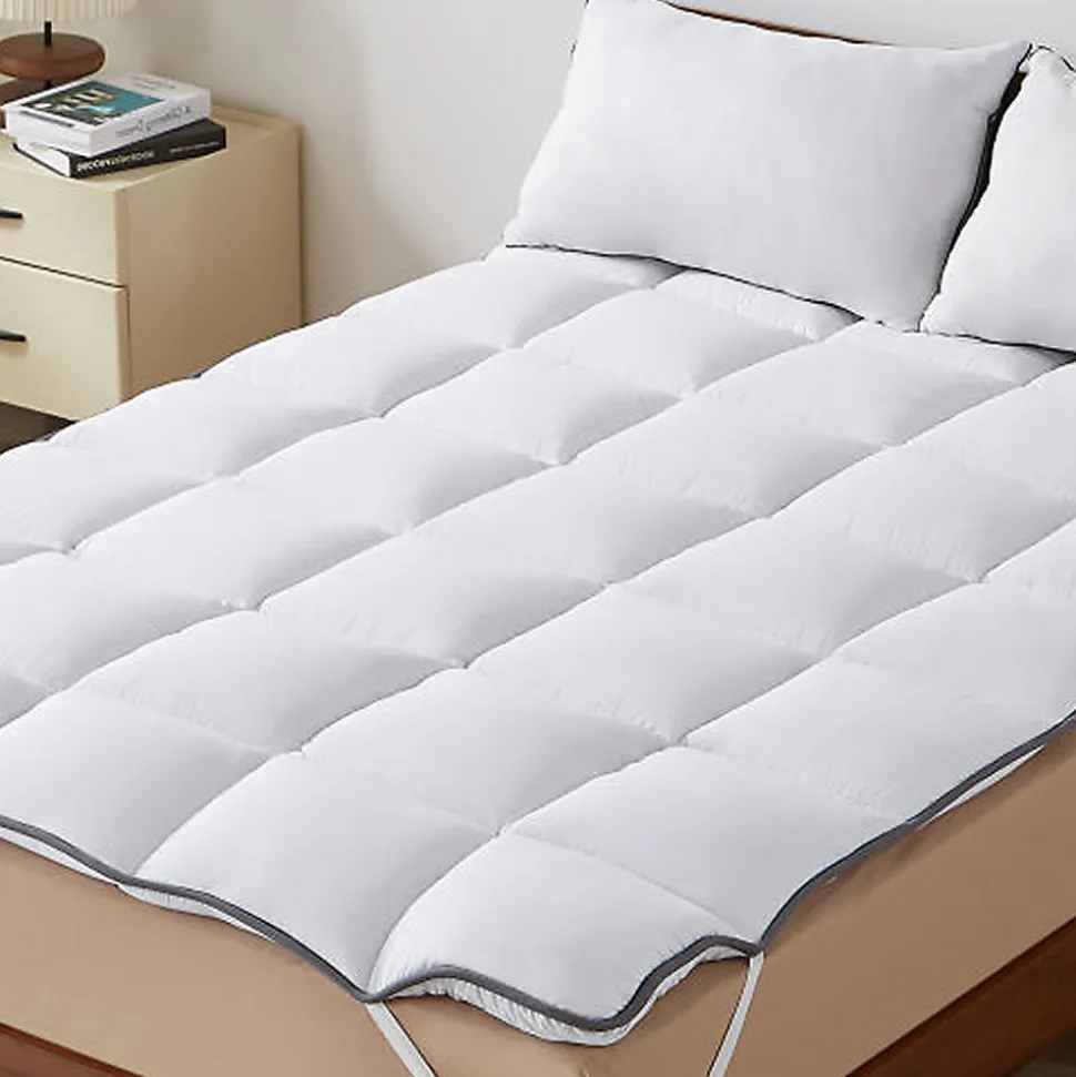 CASABEL Surmatelas 90x190 cm 600gsm Extra Moelleux Microfibre Respirante Matelassage Confort 4 Elastiques d Angle