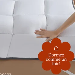 CASABEL Surmatelas 90x190 cm 600gsm Extra Moelleux Microfibre Respirante Matelassage Confort 4 Elastiques d Angle