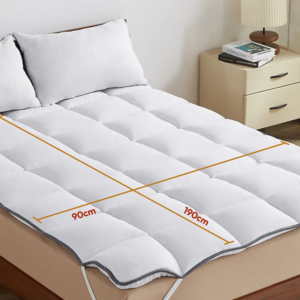 CASABEL Surmatelas 90x190 cm 600gsm Extra Moelleux Microfibre Respirante Matelassage Confort 4 Elastiques d Angle