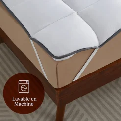 CASABEL Surmatelas 160x200 cm 600gsm Extra Moelleux Microfibre Respirante Matelassage Confort 4 Elastiques d Angle