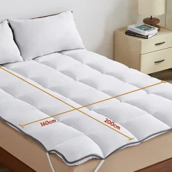 CASABEL Surmatelas 160x200 cm 600gsm Extra Moelleux Microfibre Respirante Matelassage Confort 4 Elastiques d Angle