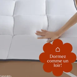 CASABEL Surmatelas 120x195 cm 600gsm Extra Moelleux Microfibre Respirante Matelassage Confort 4 Elastiques d Angle
