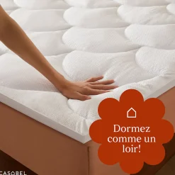 CASABEL Surmatelas 160x200 cm Microfibre Rafraichissante 600 GSM 4 cm Epaisseur Fixation Elastique 1-2 Personne