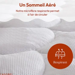 CASABEL Surmatelas 150x200 cm Microfibre Rafraichissante 600 GSM 4 cm Epaisseur Fixation Elastique 1-2 Personne