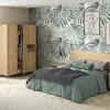 Chambre à coucher adulte coloris chêne doré ( armoire + 2 chevets + Tête de lit )