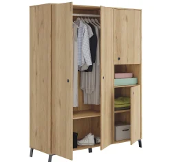 Chambre à coucher adulte coloris chêne doré ( armoire + 2 chevets + Tête de lit )