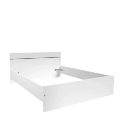 Chambre complete BOSTON : Lit adulte 140x190 + Commode + 1 Chevet - Décor blanc - Fabriqué en France