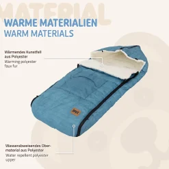 Chancelière pour poussette bébé Joyz 94x48x10 cm bleu jeans en polyester imperméable lavable à 40 grades