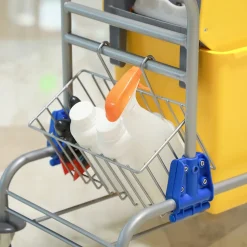 Chariot de lavage chariot de nettoyage professionnel en acier presse à mâchoire seau + rangements jaune