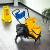 Chariot de lavage chariot de nettoyage professionnel presse à mâchoire 2 seaux + rangement jaune bleu