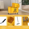 Chariot de ménage chariot de lavage nettoyage professionnel essoreuse latérale seau 20L poignée et serpillère jaune