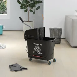 Chariot de nettoyage lavage seau de ménage 20 L avec essoreur et séparateur eau sale propre noir