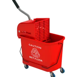 Chariot de nettoyage lavage seau de ménage 20 L avec essoreur et séparateur eau sale propre rouge