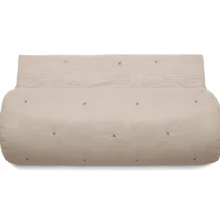 Chemin de lit capitonné en mousseline de coton 80x200 cm ANDROS beige ficelle