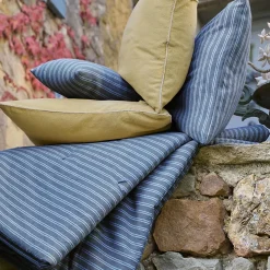 Chemin de lit coton lavé 80x200 cm LILI DÉCO bleu marine