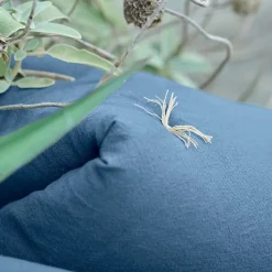 Chemin de lit coton lavé 80x200 cm HONO DÉCO bleu marine