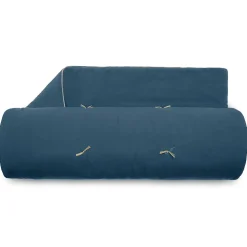 Chemin de lit coton lavé 80x200 cm HONO DÉCO bleu marine