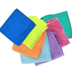Chiffon microfibre vert, violet, jaune, bleu ciel, orange, rose et bleu marine L.34 x l.40 cm vendu par 7 pièces