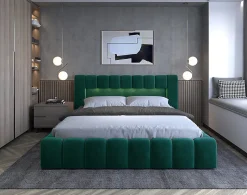 Cleo - lit coffre avec led - 140x200 cm - sommier inclus - en velours - Best Mobilier