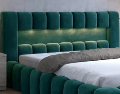 Cleo - lit coffre avec led - 140x200 cm - sommier inclus - en velours - Best Mobilier